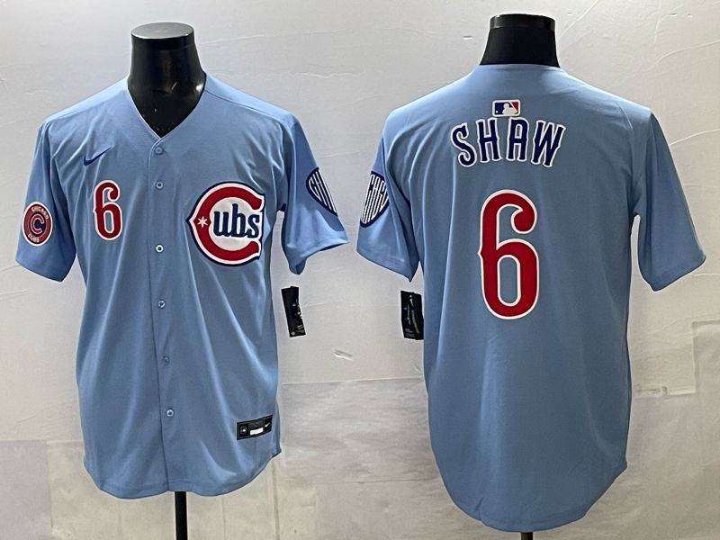Men Chicago Cubs #6 Shaw Light blue Throwback Nike MLB 2025 jersey 02->youth mlb jersey->Youth Jersey